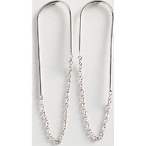 High Quality Real 925 Sterling Silver Stud Earrings For Women Statement Long Chian Hanging Earring Party Gifts Fashion Jewelry