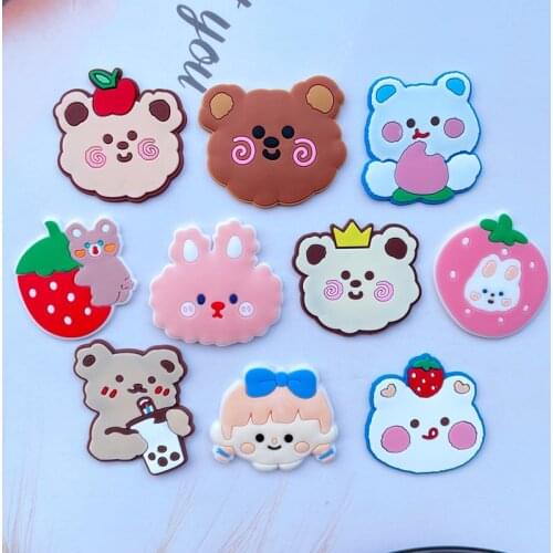 10 New Cute Cartoon Soft Plastic Animal Fruit Flat Back Scrapbook Bun DIY Mobile Phone Decoration Accessories A86