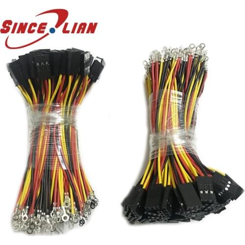 24AWG 500pcs Dupont Line 10cm Single Head 3Pin Dupont cable connector Black Red Yellow Jumper Wire With Terminal Ring