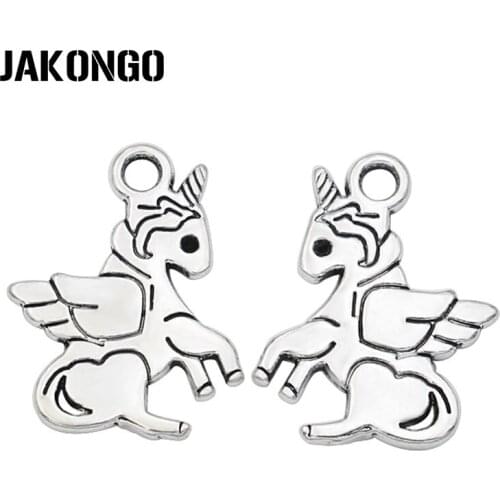 40pcs Antique Silver Plated Unicorn Charms Pendants for Jewelry Making Bracelet DIY Accessories 18x15mm