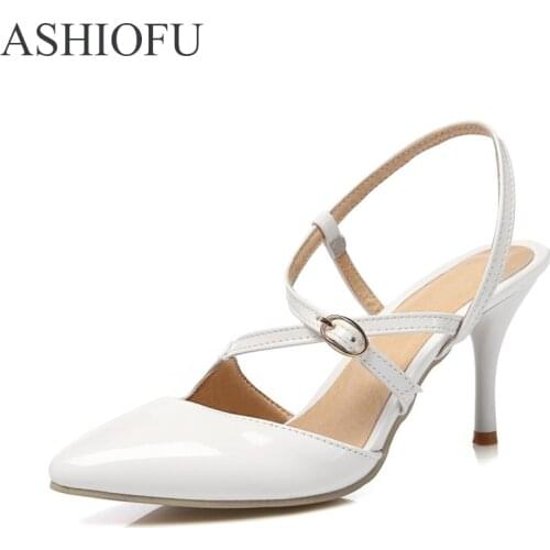 ASHIOFU Wholesale Womens Sandals 8cm Party Prom Summer Stiletto Shoes Slingback Fashion Club Dress Evening Court Shoes