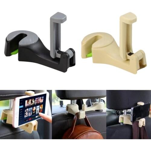Car Headrest Phone Holder Mount Hook Multifunctional Seat Hanger for Bag Cloth Grocery Hanging Auto Accessories