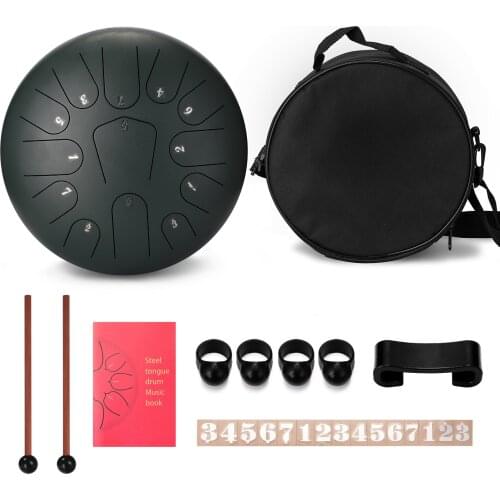 12 inch 13-Tone Steel Tongue Drum Hand Pan Drums with Drumsticks Percussion Musical Instruments