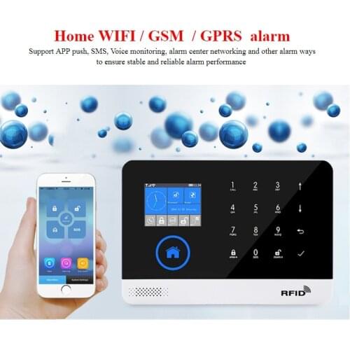 English German Switchable Wireless Home Security WIFI GSM GPRS Alarm system APP Remote Control RFID card Arm Disarm