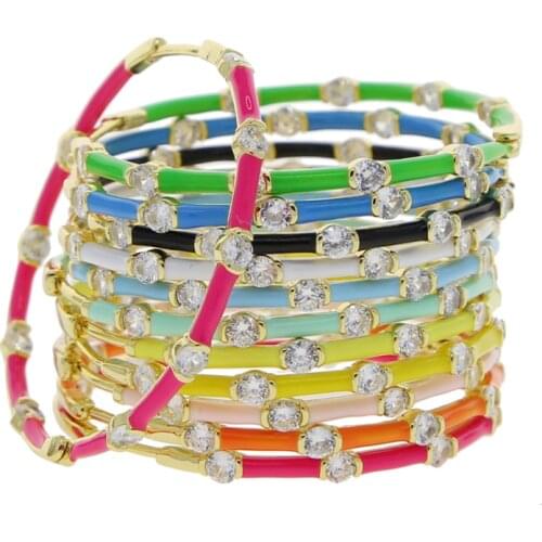 40mm Big Colorful Rainbow Huggie Hoop Earring Gold Color Pastel Candy Multi Color Fashion Women Jewelry