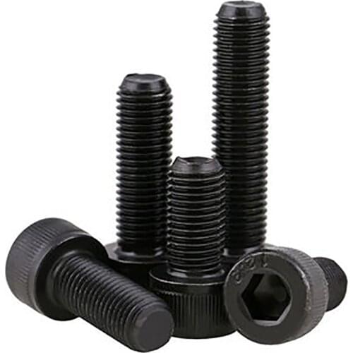 M6-M10 Black Fine Thread Hex Hexagon Socket Head Cap Screws DIN912 Grade 12.9 Carbon Steel Allen Bolts Pitch 0.75/1.0/1.25mm