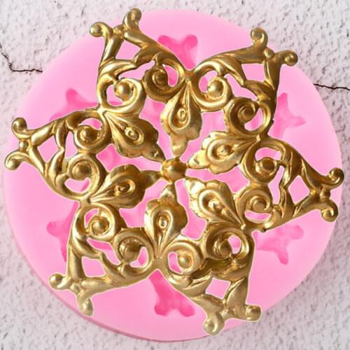 Flower Garland Lace Border Silicone Mold Scroll Relief Cupcake Topper Fondant Cake Decorating Tools Candy Clay Chocolate Moulds