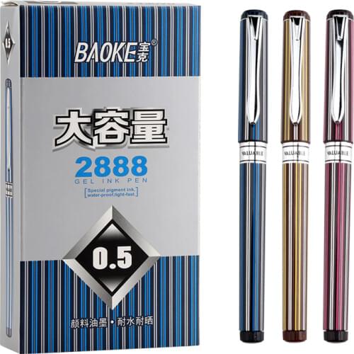 12 Baoke PC2888 Gel Pen 0.5mm Gel Pen Large-capacity Student Black Ink Pen Carbon Signature Pen Office Supplies
