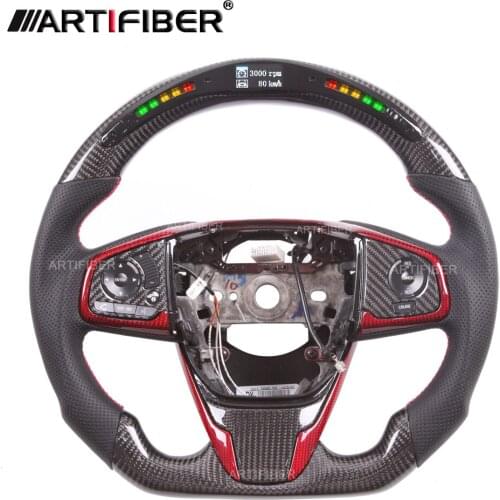 Race display 100% Real Carbon Fiber LED Steering Wheel for Honda Civic, Type R