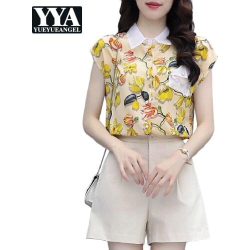 2021 Fashion New Womens Summer Two-Piece Sets Turn-Down Collar Single Breasted Short Sleeve Top Female Casual Shorts Sets