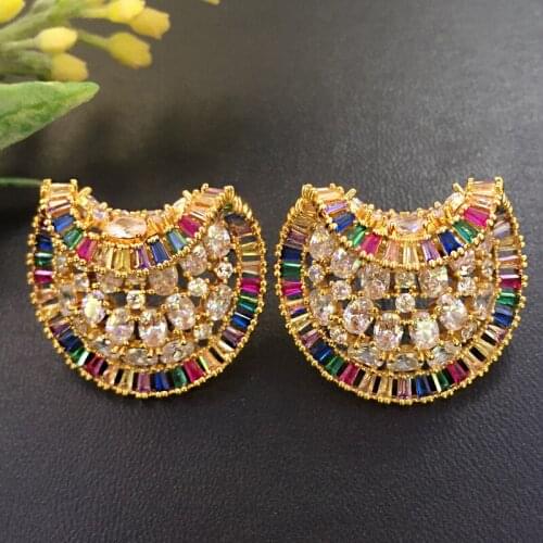 Lanyika Jewelry Abstract Colours Zircon Shell Earrings Full Micro inlay Micro Plated Banquet Popular Best Gift