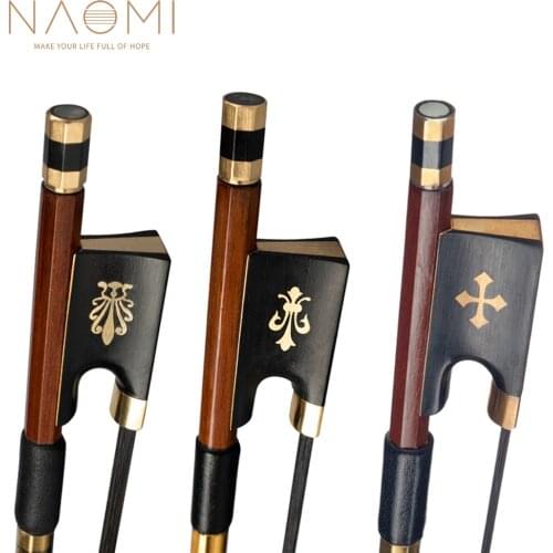NAOMI IPE Violin Bow 4/4 Well Balanced Handmade IPE Bow With Black Horsehair Ebony Frog Exquisite Pattern And Abalone Slide
