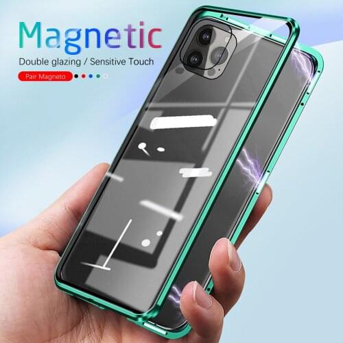 360° Magnetic Flip Case For iphone 13 pro i phone 13mini ifone 13pro max aiphone13 Double-Sided Glass Metal Edge Phone Cover