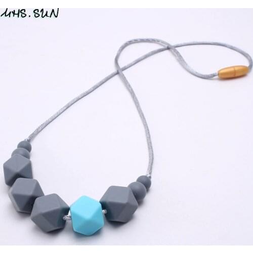 MHS.SUN 1PC Baby Food Grade Silicone Necklace Mom Nursing Jewelry Infant Teether Long Rope Chain Teething Necklace Dropshipping