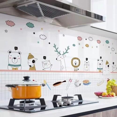 Cartoon Kitchen Wallpaper for Furniture Desktop Waterproof Self-Adhesive Wall Papers Home Decor Wall Sticker Living Room
