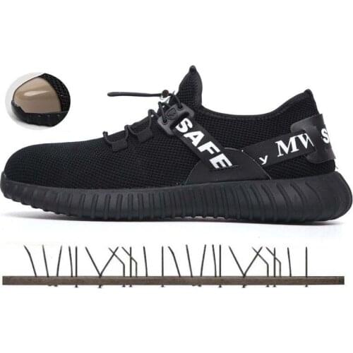 Mens Steel Toe Air Work Boots Breathable Outdoor Prevent Puncture Steel Bottom Indestructible Construction Safety Shoes For Men