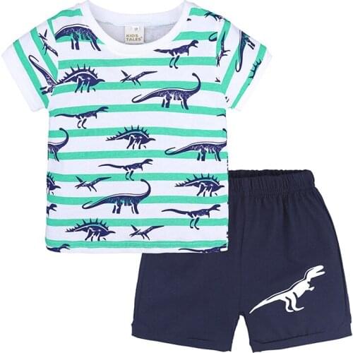 New 2018 Boys clothing sets summer dinosaur suits short sleeve shirt + shorts 2pcs kids clothes set children clothing set