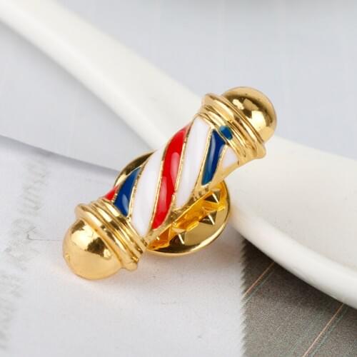 New Design Jewelry Barber Shop Pole 3D Barber Pole Brooch Badge Hip Hop Barber Hairdresser Gothic Brooches Pin Christmas Gift