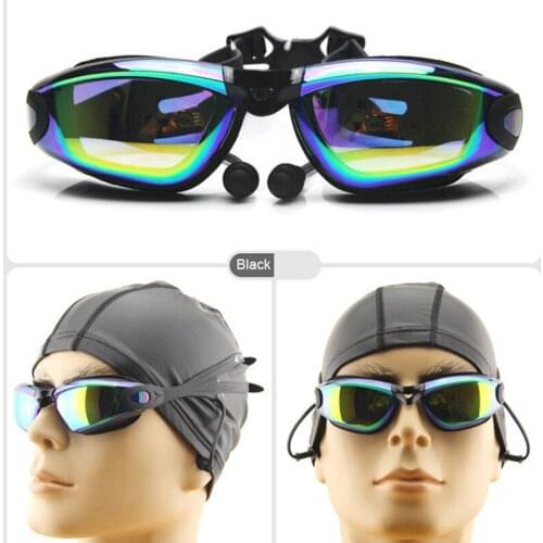 Men Women Swimming Goggles Silicone Large Frame Glasses Waterproof Anti-Fog UV Protection HD Diving Eyewears With Earplug