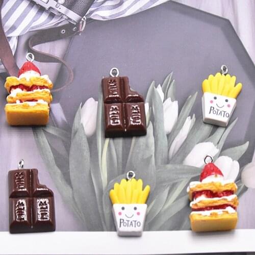BULK! 10 Chocolate Bar & Dessert Food & Fries Charm or Pendants for Jewelry Making DIY Finding Strawberry Shortcake Charm OL39F