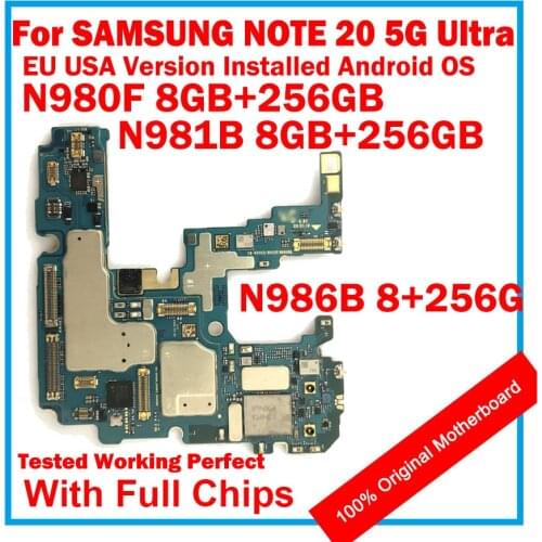 Origina Unlocked Main Logicboard Motherboard For Samsung Galaxy NOTE 20 5G Ultra N980F N981B 8+256G N986B 12+256GB EU Version