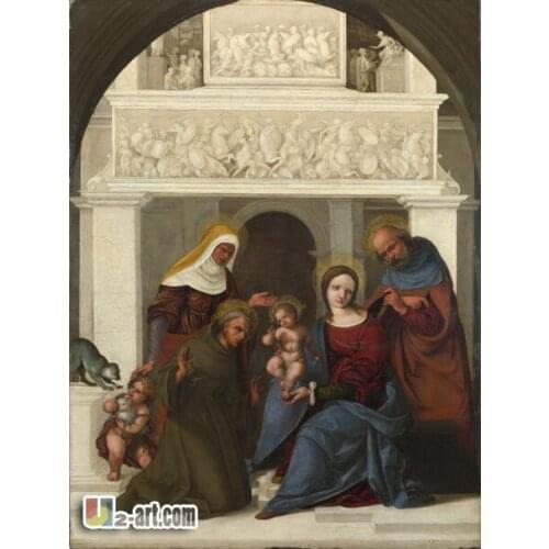 Canvas Prints (The Holy Family with Saint Francis) Free shipping wall art painting HD print on canvas for sale Religion-348