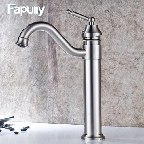 Fapully Bathroom Basin Sink Mixer Tap Polished Chrome Bath Basin Faucet Ceramic Water Tap Mixer Deck Mounted Bathroom Faucet 140