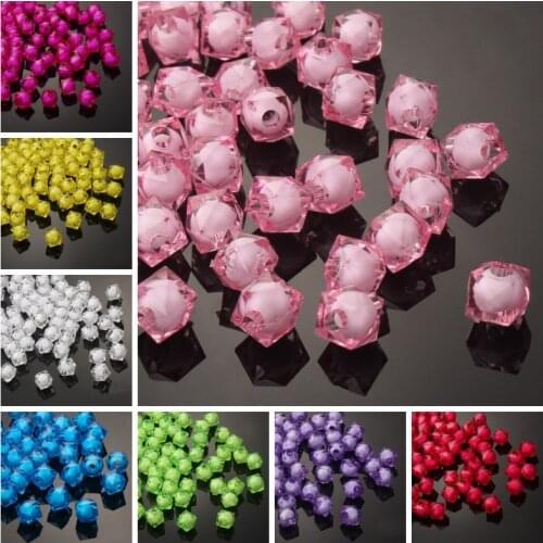 8/10mm Transparent Square Acrylic Faceted Bead In A Bead Beads Jewellery Children Diy Toys Beads