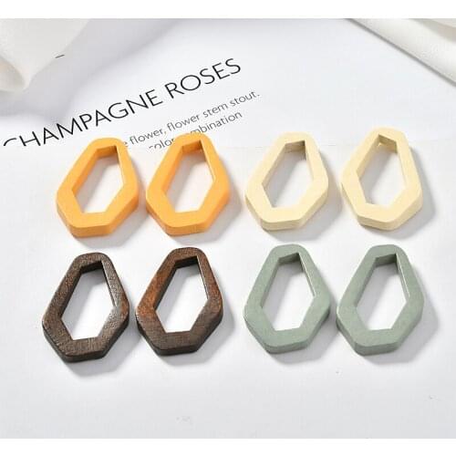 Retro style 30pcs/lot color print geometry irregular shape wood beads diy jewelry earring/garment accessory