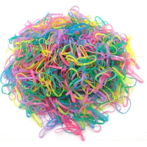 500PCS Colorful Cute Girls Colourful Ring Disposable Elastic HairBands Rope Silicone Ponytail Holder Rubber Band