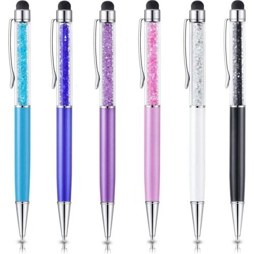 Crystal 2 in 1 Touch Pen Ink Ballpoint Pen For All Capacitive Touch Screen Device Colorful Stylus Pen For Iphone IOS Android