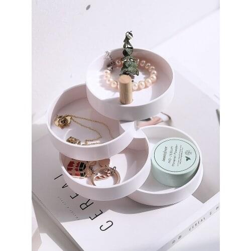 4 Layers Jewelry Storage Box 360 Degrees Rotary Holder Jewelry Organizer for Earrings Rubber Band Bracelet Small Items Organizer