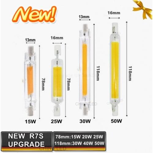 NEW LED R7S COB Glass Tube Bulb 78MM 25W 118MM 50W R7S Corn Lamp J78 J118 Replace Halogen Light 100W 150W AC 220V 110V Lampadas