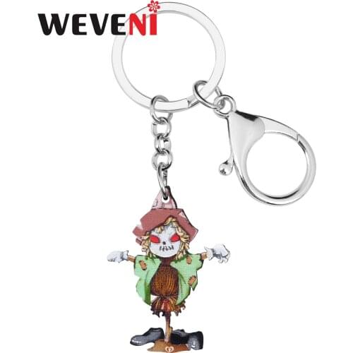 WEVENI Acrylic Halloween Scarecrow Keychains Long Evil Trouser Keyring Jewelry For Women Kid Teen Novelty Gift Wallet Decoration