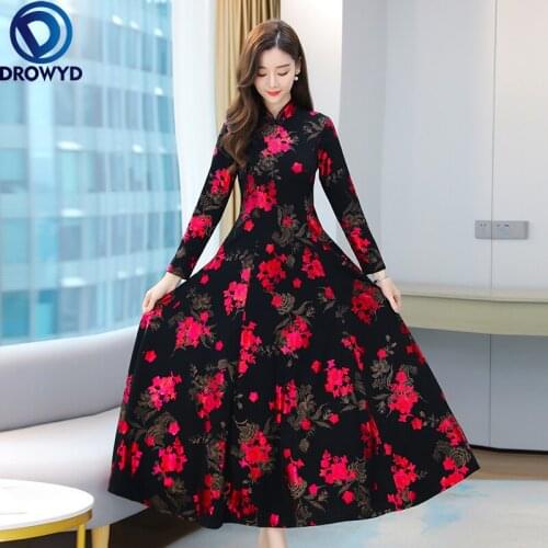 Spring Autumn Boho Casual Runway Maxi Dresses Elegant Women Bodycon Party Vestidos 2021 Chiffon Beach Long Sleeve Midi Dresses