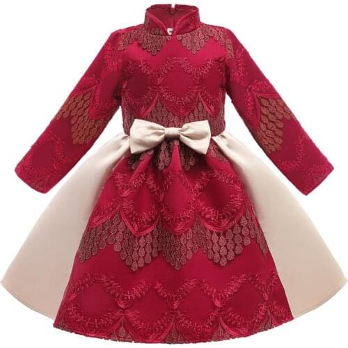 Toddler girl winter clothes plush kid dress for girl 2020 christmas dress long sleeve lace embroidery princess dress for girls