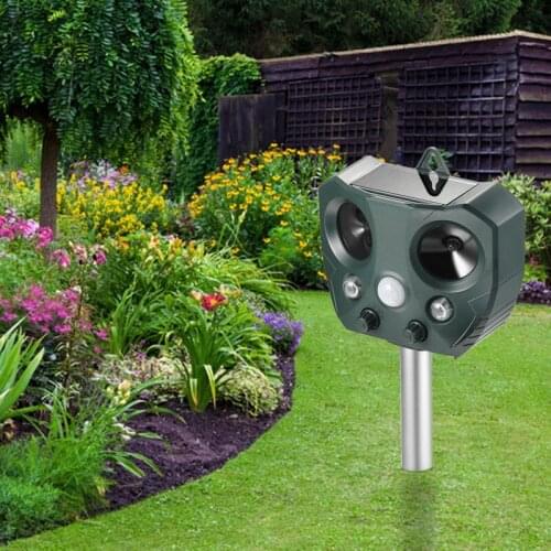 1 Pc 5000sq Outdoor Solar Ultrasonic Pest Repeller Animal Pest Mouse Mice Bird Cat Dog Mosquito Repellents Garden Yard