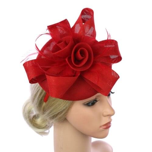 1PC Women Fascinator Hair Clip Feathers Flower Top Hat Wedding Royal Ascot Race Accessories Hair Accessories for Women