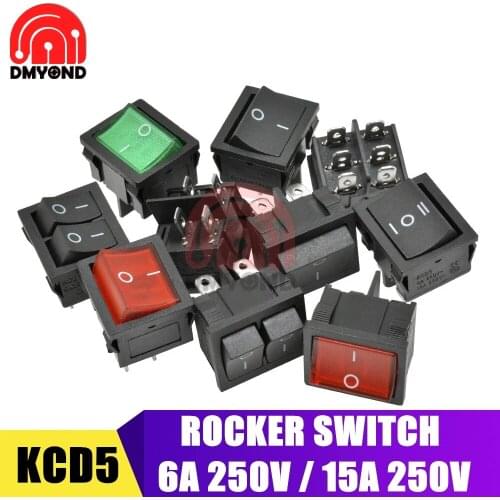 10pcs/lot Rocker Switch 2/3 Position ON-OFF/ON-OFF-ON 6A 15A 250V 4/6Pin 21*24MM Boat Power Switch Push Button With LED