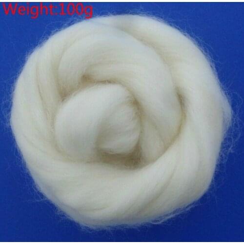 100g White Wool Needlefelting Top Roving Dyed Felting Fiber