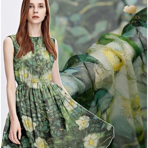 135cm digital inkjet silk smooth fabric 5mm light silk fabric transparent breathable dress tulle fabric wholesale silk cloth