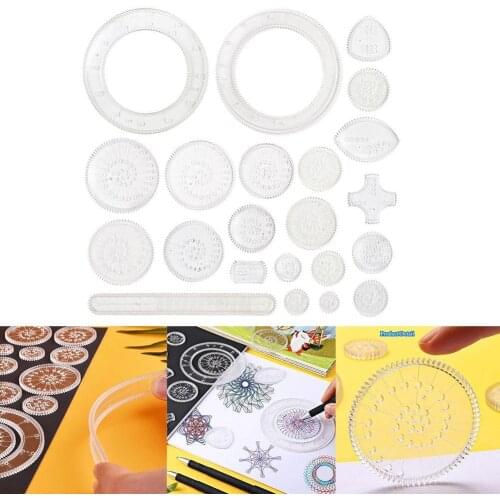 22pcs/set Drawing Toys Geometric Drafting Tools Set Educational Toy Wheels Painting Template Geometric Ruler Drawing Accessories