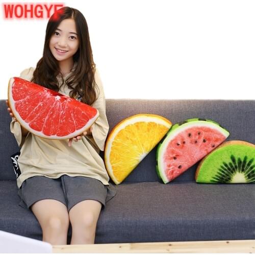 39cm 3D Fruit Pillow Sofa Car Cushion Plush Toys Watermelon Kiwi Lemon Orange Doll Birthday Gift