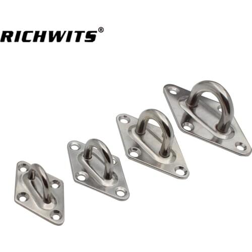 4Pcs 5mm 6mm 8mm 10mm Stainless Steel 316 Ceiling Wall Mount Hook Heavy Duty Anchor Eye Plate For Boat Yoga Swings Hammocks