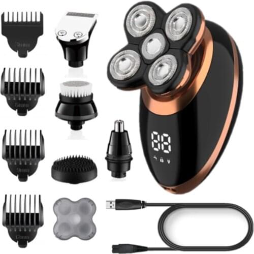 5 In1 Men Electric Shaver Nose Trimmer Rechargeable Electric Razor Shaving Machine Beard Trimmer Face Cleaning Brush LCD display