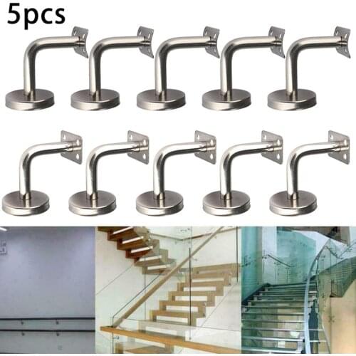 5pcs main courante escalier Home Stainless Steel Wall Mount Stair Handrail Brackets For Wood/Metal Railing