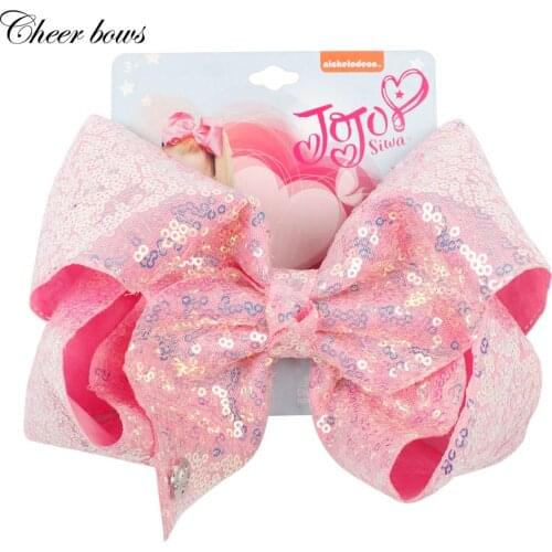 Cheer Bow Hair Accessories 8" Jumbo Sequin Hair Bow For Girls Candy Color Sequin Bling Hair Clip Kids Large Hairbows Headwear