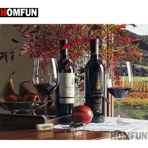 HOMFUN Full Square/Round Drill 5D DIY Diamond Painting "Red wine fruit" Embroidery Cross Stitch 5D Home Decor Gift A14040