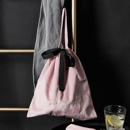 Nordic velvet storage bag harness pocket Drawstring clothing storage bag Travel underwear finishing small bag