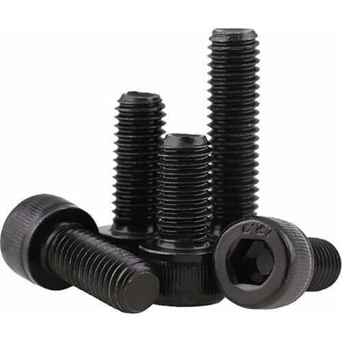 1Pcs-30Pcs DIN912 M5 Black Hex Hexagon Socket Cap Head Screws Full/Half Thread Allen Bolts High Tensile Grade 12.9 Carbon Steel